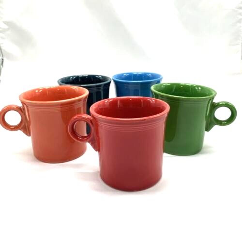 Fiesta Fiestaware Coffee Mugs Homer Laughlin HLC Set of 5 Ring Handle Retired